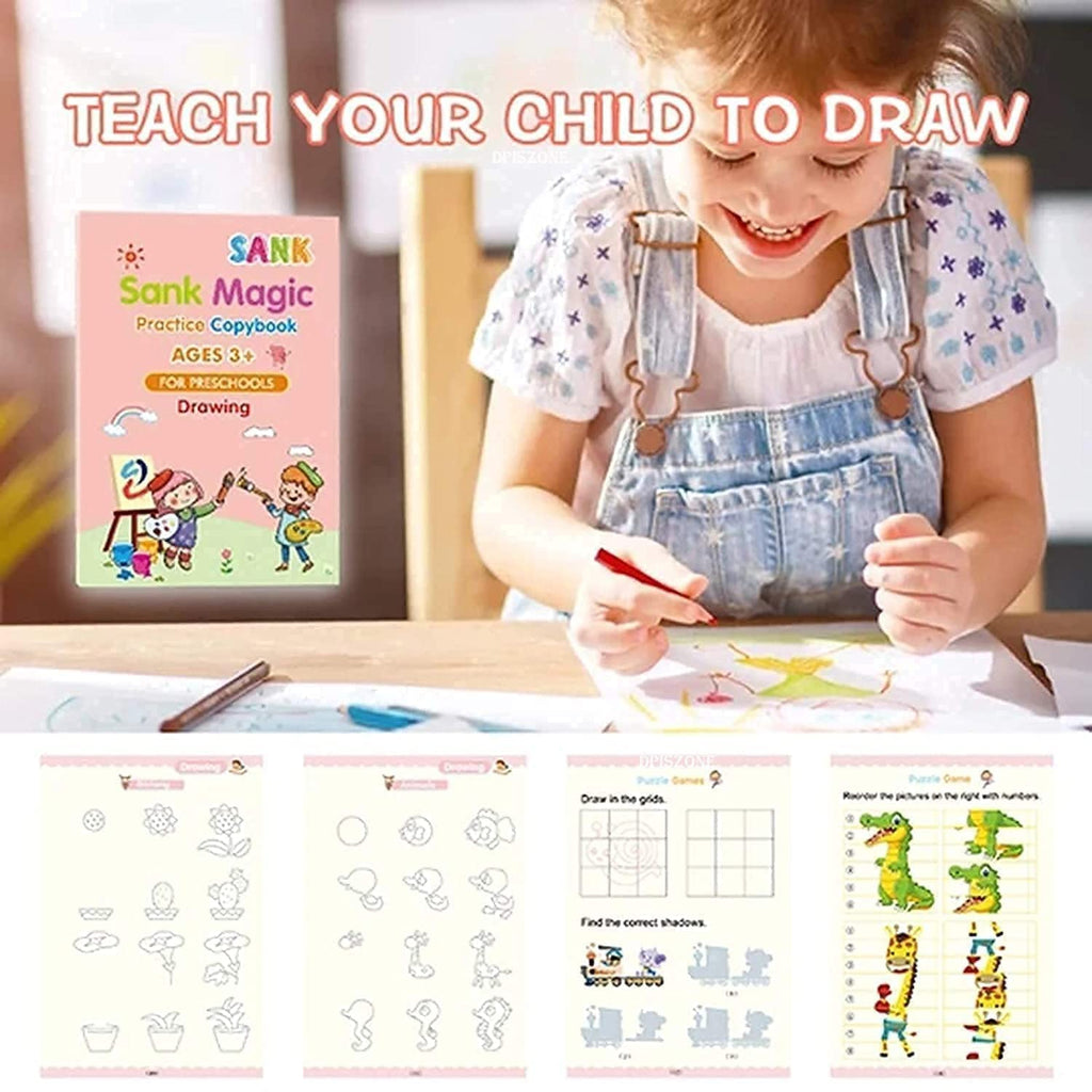 Sank Magic Practice Copybook – Buy 1 Get 3 FREE 🎁 (4 Books + 10 Pens)